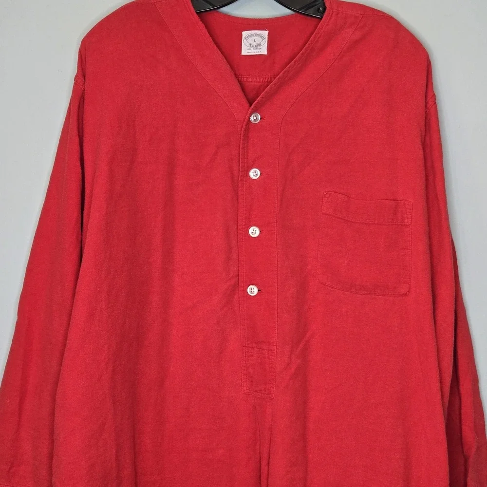 Brooks Brothers Red Cotton Flannel Night Shirt Size Large Made In USA Oversized